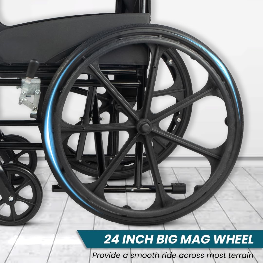 AT001 Manual Wheelchair | Self Propelled Steel Wheelchair thumbnail 2