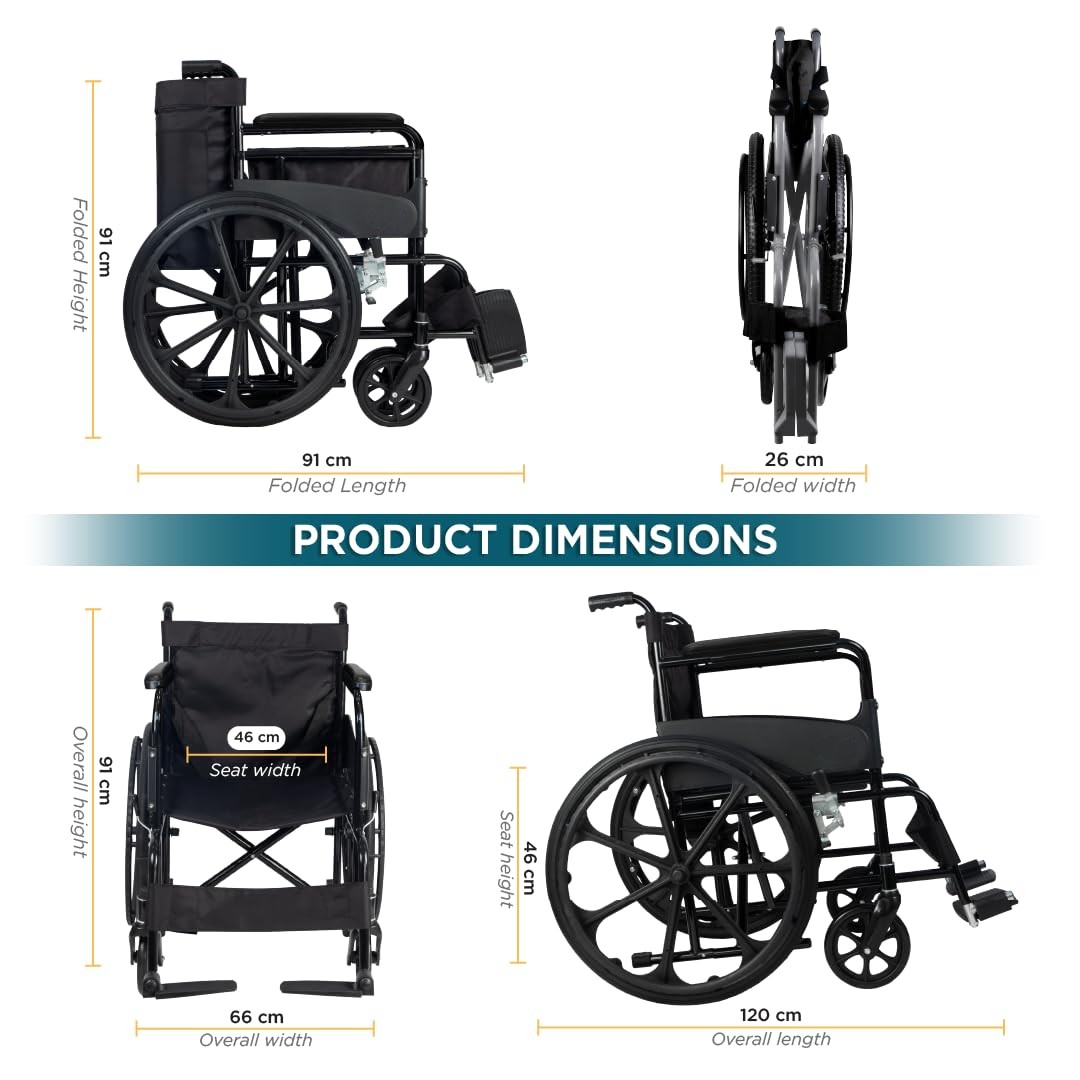 AT001 Manual Wheelchair | Self Propelled Steel Wheelchair thumbnail 3